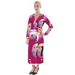 Billiard Ball Ball Game Pink Velvet Maxi Wrap Dress