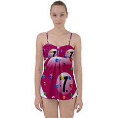 Billiard Ball Ball Game Pink Babydoll Tankini Set