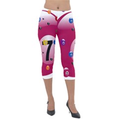 Billiard Ball Ball Game Pink Lightweight Velour Capri Leggings 