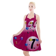 Billiard Ball Ball Game Pink Halter Party Swing Dress  by HermanTelo