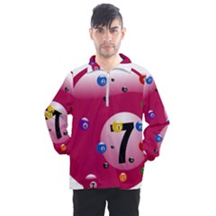 Billiard Ball Ball Game Pink Men s Half Zip Pullover