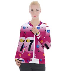 Billiard Ball Ball Game Pink Casual Zip Up Jacket by HermanTelo