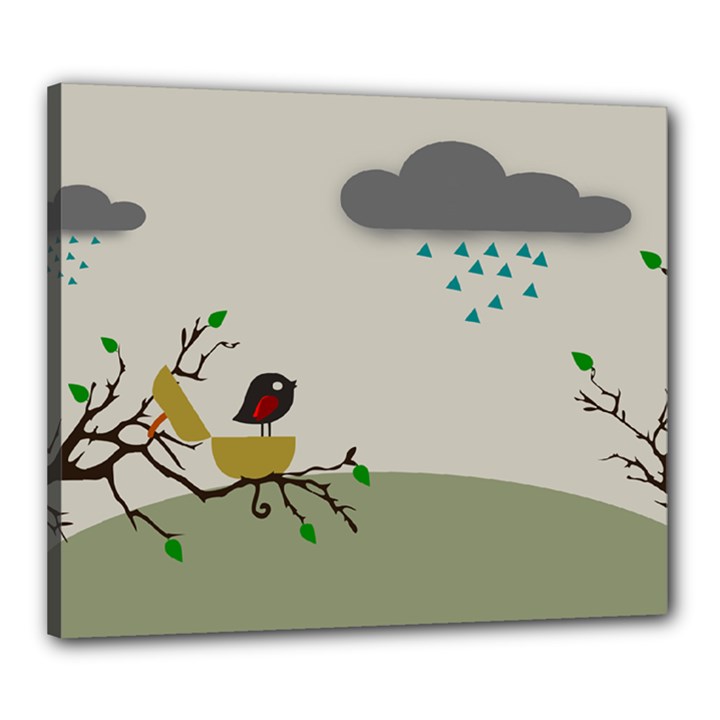 Birds Tree Animal Black Tree Canvas 24  x 20  (Stretched)