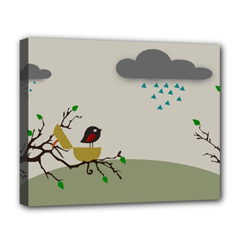 Birds Tree Animal Black Tree Deluxe Canvas 20  X 16  (stretched)