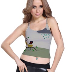 Birds Tree Animal Black Tree Spaghetti Strap Bra Top