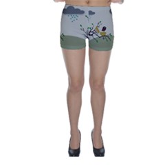 Birds Tree Animal Black Tree Skinny Shorts