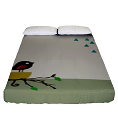 Birds Tree Animal Black Tree Fitted Sheet (king Size)