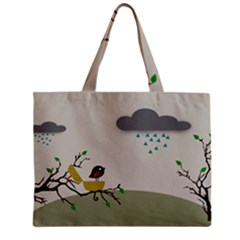 Birds Tree Animal Black Tree Zipper Mini Tote Bag