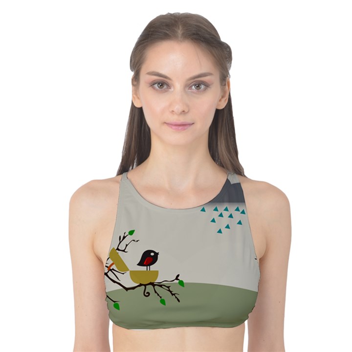 Birds Tree Animal Black Tree Tank Bikini Top