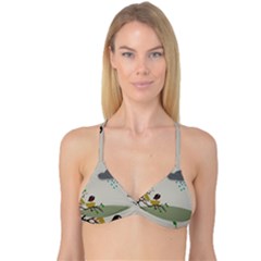 Birds Tree Animal Black Tree Reversible Tri Bikini Top by HermanTelo