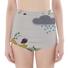 Birds Tree Animal Black Tree High-waisted Bikini Bottoms