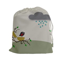 Birds Tree Animal Black Tree Drawstring Pouch (xxl)