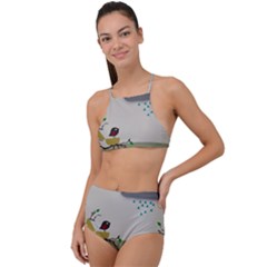 Birds Tree Animal Black Tree High Waist Tankini Set