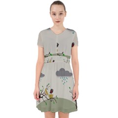 Birds Tree Animal Black Tree Adorable In Chiffon Dress