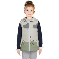 Birds Tree Animal Black Tree Kids  Hooded Puffer Vest by HermanTelo