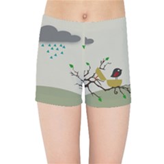 Birds Tree Animal Black Tree Kids  Sports Shorts