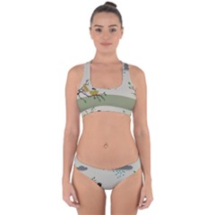 Birds Tree Animal Black Tree Cross Back Hipster Bikini Set by HermanTelo