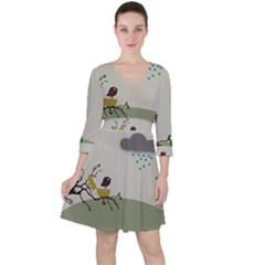 Birds Tree Animal Black Tree Ruffle Dress