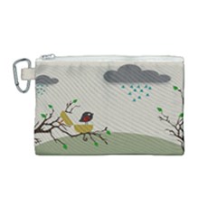 Birds Tree Animal Black Tree Canvas Cosmetic Bag (medium) by HermanTelo