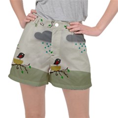 Birds Tree Animal Black Tree Ripstop Shorts