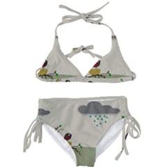 Birds Tree Animal Black Tree Kids  Classic Bikini Set