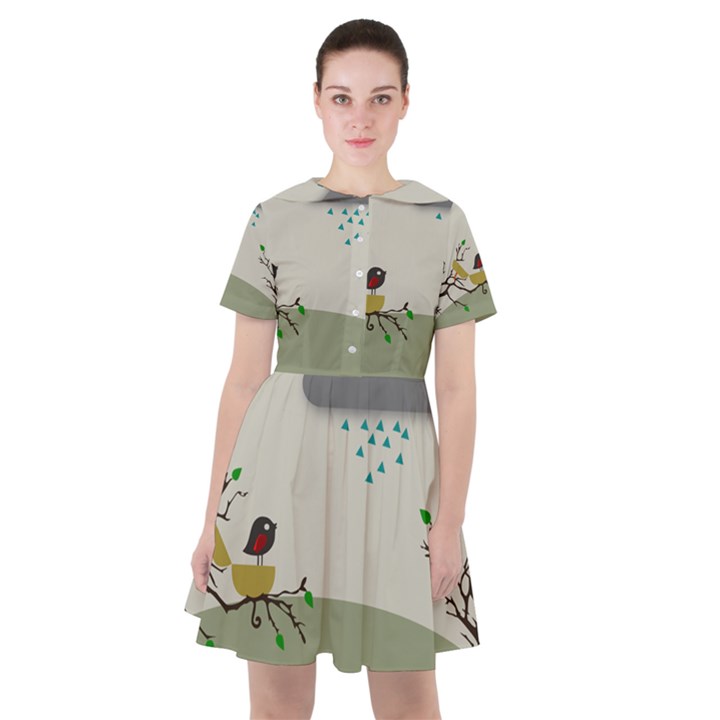 Birds Tree Animal Black Tree Sailor Dress