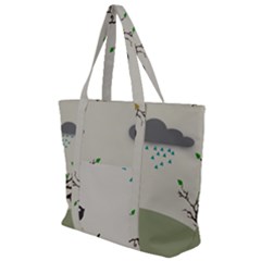 Birds Tree Animal Black Tree Zip Up Canvas Bag