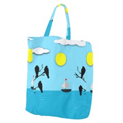 Birds Sun Tree Animal Black Tree Giant Grocery Tote by HermanTelo