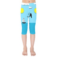 Birds Sun Tree Animal Black Tree Kids  Capri Leggings 