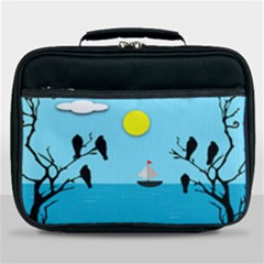 Birds Sun Tree Animal Black Tree Lunch Bag by HermanTelo