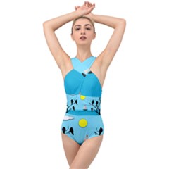 Birds Sun Tree Animal Black Tree Cross Front Low Back Swimsuit