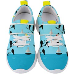 Birds Sun Tree Animal Black Tree Kids  Velcro Strap Shoes