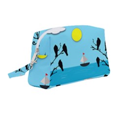 Birds Sun Tree Animal Black Tree Wristlet Pouch Bag (medium)