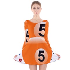 Billiard Ball Ball Game Pink Orange Long Sleeve Velvet Skater Dress by HermanTelo