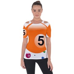 Billiard Ball Ball Game Pink Orange Shoulder Cut Out Short Sleeve Top by HermanTelo