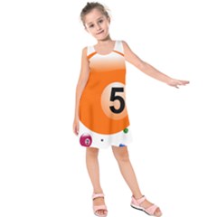 Billiard Ball Ball Game Pink Orange Kids  Sleeveless Dress by HermanTelo