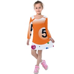 Billiard Ball Ball Game Pink Orange Kids  Long Sleeve Velvet Dress by HermanTelo