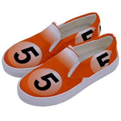 Billiard Ball Ball Game Pink Orange Kids  Canvas Slip Ons by HermanTelo