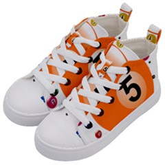 Billiard Ball Ball Game Pink Orange Kids  Mid-top Canvas Sneakers by HermanTelo