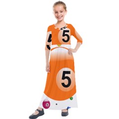 Billiard Ball Ball Game Pink Orange Kids  Quarter Sleeve Maxi Dress by HermanTelo