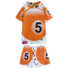 Billiard Ball Ball Game Pink Orange Kids  Swim Tee And Shorts Set by HermanTelo