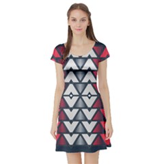 Background Colorful Geometric Unique Short Sleeve Skater Dress