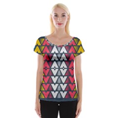 Background Colorful Geometric Unique Cap Sleeve Top by HermanTelo