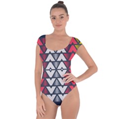 Background Colorful Geometric Unique Short Sleeve Leotard 