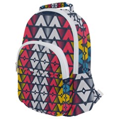 Background Colorful Geometric Unique Rounded Multi Pocket Backpack