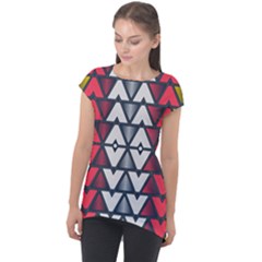 Background Colorful Geometric Unique Cap Sleeve High Low Top by HermanTelo