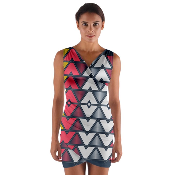 Background Colorful Geometric Unique Wrap Front Bodycon Dress