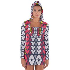 Background Colorful Geometric Unique Long Sleeve Hooded T-shirt