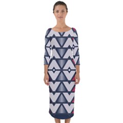 Background Colorful Geometric Unique Quarter Sleeve Midi Bodycon Dress