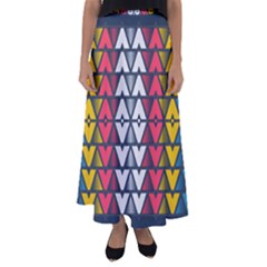 Background Colorful Geometric Unique Flared Maxi Skirt